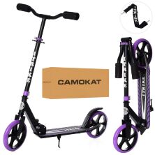 Складаний двоколісний дитячий самокат iTrike SR2-010-10-B-V підлітковий з підніжкою і ременем / Чорно-фіолетов