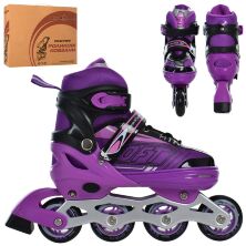 Розсувні ролики PROFI A4147-L-V алюмін. рама/ розмір 39-42 устілка 23.7 см/колеса ПУ 70 мм/фіолетові