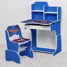 Дитяча регульована парта зі стільчиком розтискача Bambi W 2071-119-3 "Спайдермен Людина Павук" Синя**