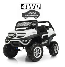 Дитячий двомісний електромобіль BAMBI Джип Мерседес 4WD M 4133EBLR-1 з амортизаторами білий