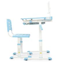Дитяча багатофункціональна регульована парта зі стільчиком M 3823A(2)-4 з підставкою для книг / колір синій**