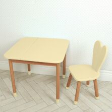 Дитячий столик з ящиком і стільчиком Bambi 04-025BEIGE-BOX дерев'яний (МДФ) / колір бежевий**