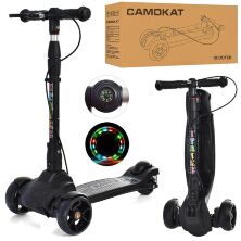 Дитячий складаний триколісний самокат алюмінієвий iTrike JR3-060-40-B MAXI з КОМПАСОМ / колеса світло / чорний**