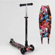 Самокат дитячий триколісний А 25780/779-1544 MAXI Best Scooter пластмасовий підсвітка коліс рожевий