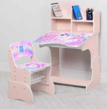 Дитяча регульована парта зі стільчиком розтискач Bambi B2071-42-5 (RU) Єдиноріг рожевий**