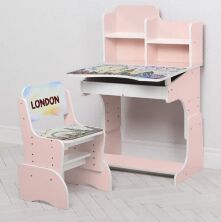Дитяча парта зі стільчиком Bambi B 2071-36(UA) Лондон рожева**