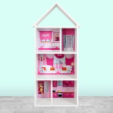 Будиночок-стелаж-полиця для іграшок і книг H 2020-2-2 біла структура Барбі