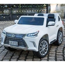Дитячий двомісний електромобіль Джип 4WD M 3906EBLR-1 Lexus LX 570 шкіряне сидіння, музика, світло / білий