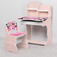 Дитяча регульована парта зі стільчиком растишка Bambi W2071-6-2(EN) / Колір рожевий Мінні Маус**