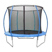 Спортивний батут круглий RJ-0086/2 діаметр 244см на пружинах з сіткою і сходами / колір синій