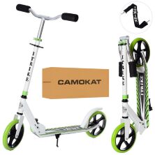 Складаний двоколісний дитячий самокат iTrike SR2-010-10-W-GR підлітковий з підніжкою і ременем / біло-зелений