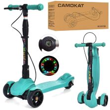 Дитячий складаний триколісний самокат алюмінієвий iTrike JR3-060-40-GR MAXI з КОМПАСОМ / колеса світло / зелений