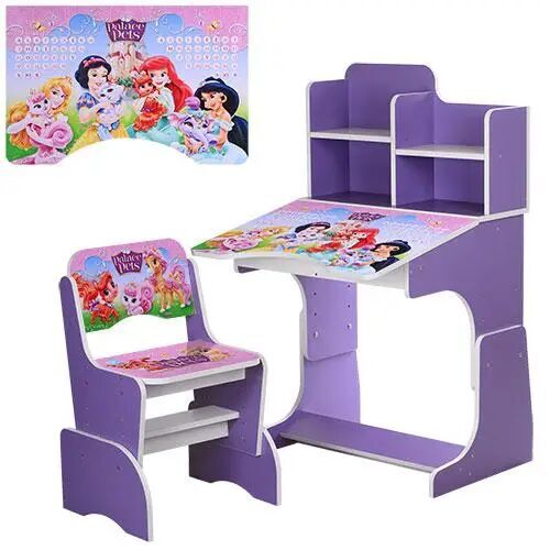 Дитяча парта растишка Bambi W 2071-8-6 Disney Princess Pets Фіолетовий