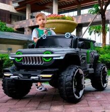 Дитячий електромобіль Машина Джип M 4863EBLR-11 4WD зі шкіряним сидінням / сірий