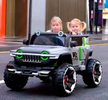 Дитячий електромобіль Машина Джип M 4863EBLR-11 4WD зі шкіряним сидінням / сірий