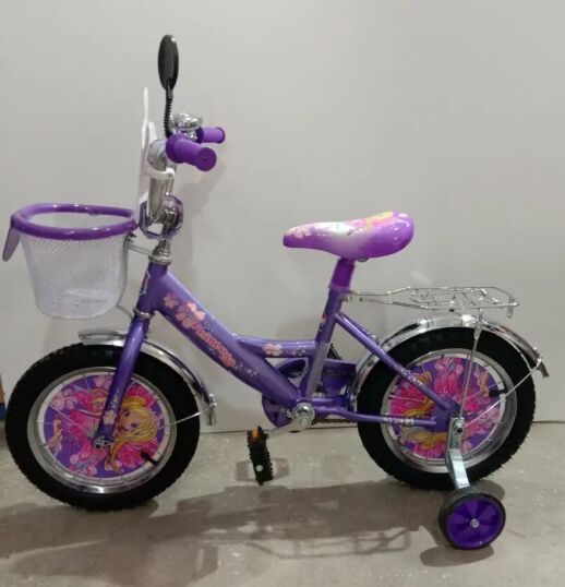 Дитячий двоколісний велосипед Mustang Принцеса 12 дюймів фіолетовий з кошиком**