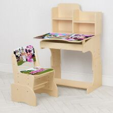 Дитяча регульована парта зі стільчиком растишка Bambi W2071-7-3 / Колір венге світлий Мінні Маус**
