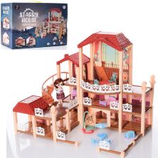 Будиночок для ляльок триповерховий 2022-4 ляльковий Дім пластиковий "Starry House" з меблями / з Лялькою / 197 деталей