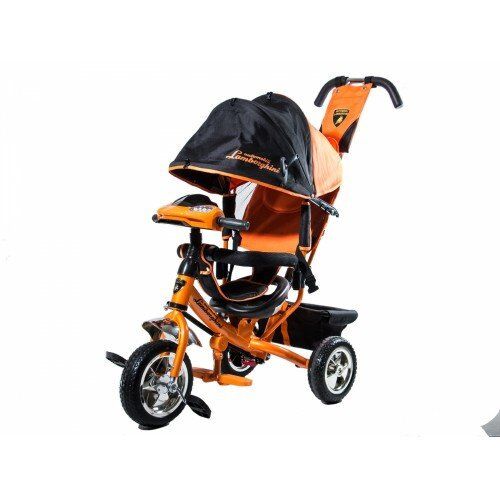 ⏩ Велосипед дитячий триколісний Lamborghini LР2O Єва колеса з фарою і ключем запалюванням помаранчевий