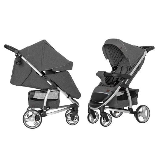Дитяча прогулянкова коляска CARRELLO Vista CRL-8505 Steel Gray в льоні + дощовик