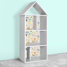 Будиночок-стелаж-полиця для іграшок і книг H 2020-7-1 сірий Тварини