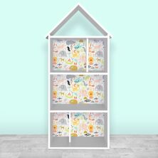 Будиночок-стелаж-полиця для іграшок і книг H 2020-7-1 сірий Тварини