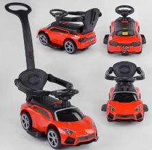 Дитяча каталка толокар Машина JOY LB 8202 R з батьківс.ручкою та муз. рулем / РОСІЙСЬКЕ ОЗВУЧУВАННЯ / червона