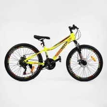 Спортивний Гірський алюмінієвий велосипед 24д CORSO «Gravity» GR-24905 Shimano 21 швидкість / жовтий