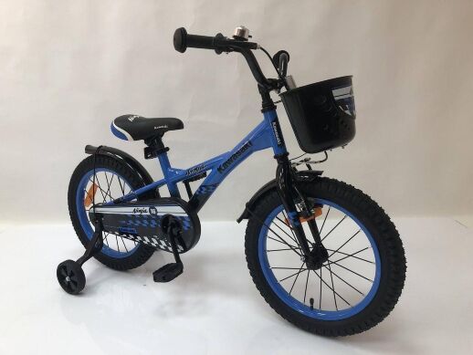 Дитячий двоколісний велосипед Kawasaki-Ninja K2020 20 дюймів з додатковими колесами, кошиком, синій