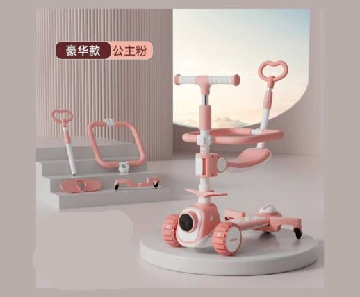 Дитячий триколісний самокат-трансформер Maraton 3в1 X20 з батьківською ручкою, сидінням та бампером, рожевий