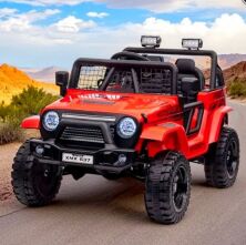 Дитячий одномісний електромобіль Джип M 5991EBLR-3(24V) Jeep Rubicon шкіряне сидіння червоний