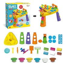 Дитячий пластилін MK 4661 Ігровий набір Столик 6 баночок з кришками (формочки шприц вафельниця) **