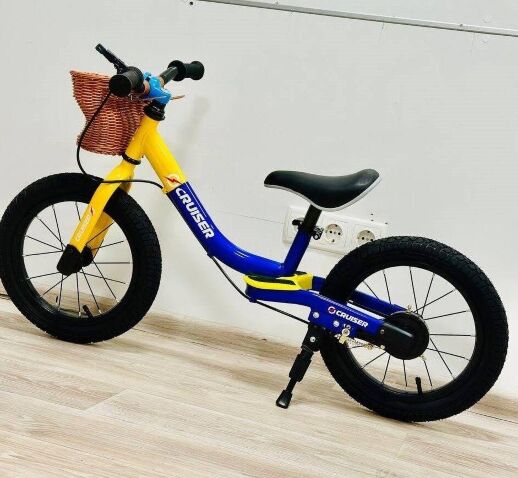 Дитячий біговел-велобіг Maraton Crussier STORY надувні колеса 14 дюймів з переднім кошиком синій