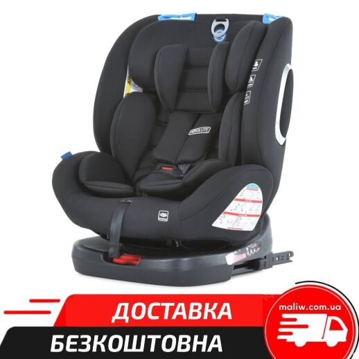 Автокрісло дитяче EL CAMINO Absolute ME 1079 Royal Total Blac група 0+1,2,3 система isofix льон чорний