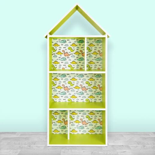 Будиночок-стелаж-полиця для іграшок і книг H 2020-9-2 лайм міні Динозаври**