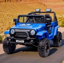 Дитячий одномісний електромобіль Джип M 5991EBLR-4(24V) Jeep Rubicon шкіряне сидіння синій