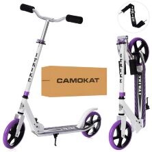 Складаний двоколісний дитячий самокат iTrike SR2-010-10-W-V підлітковий з підніжкою і ременем /біло-фіолетовий