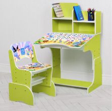 Дитяча регульована парта зі стільчиком растишка Bambi BL2071-50-5(UA) / колір Звірі Алфавіт зелене**
