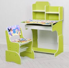 Дитяча регульована парта зі стільчиком растишка Bambi BL2071-50-5(UA) / колір Звірі Алфавіт зелене**