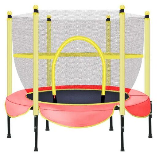 Дитячий батут круглий BT-RJ-0078 діаметр 150 см на пружинах з сіткою висота 100 см / колір червоний