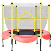 Дитячий батут круглий BT-RJ-0078 діаметр 150 см на пружинах з сіткою висота 100 см / колір червоний