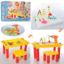Настільна гра Стіл Мозайка 672A зі стільчиком. В комплекті шуруповерт інструменти шестерні**