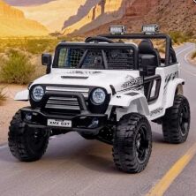 Дитячий одномісний електромобіль Джип M 5991EBLR-1(24V) Jeep Rubicon шкіряне сидіння білий