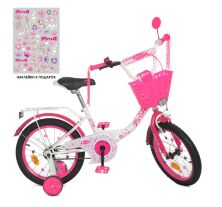 Дитячий двоколісний велосипед колеса 16 дюймів PROFI Y1614-1 Princess з дзвіночком /біло-малиновий **