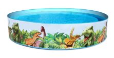 Дитячий каркасний круглий наливний басейн BESTWAY 55001 "Динозаври" діаметр 244 см/висота 46 см/об'єм 2074 л