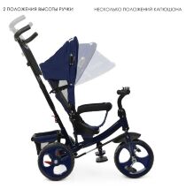 Велосипед-коляска дитячий триколісний Єва колеса Turbo Trike M 3113-11L з батьківською ручкою темно-синій льон