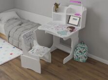 Дитяча парта регульована растишка зі стільчиком для дівчинки від 2 років ЛДСП ПШ 080 Дівчинка Модниця біла