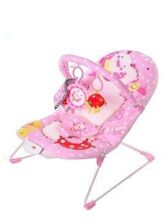 Дитяче крісло-качалка шезлонг Музичний Bambi M 2125 з вібрацією. Для дівчинки. Рожевий