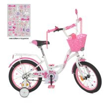 Дитячий двоколісний велосипед для дівчинки Profi Y1825-1 Butterfly з кошиком / колеса 18д / білий**