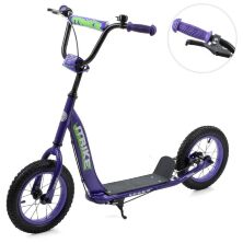 Дорослий самокат Підлітковий двоколісний скутер iTrike SR2-043-1-V надувні колеса з ручним гальмом фіолет